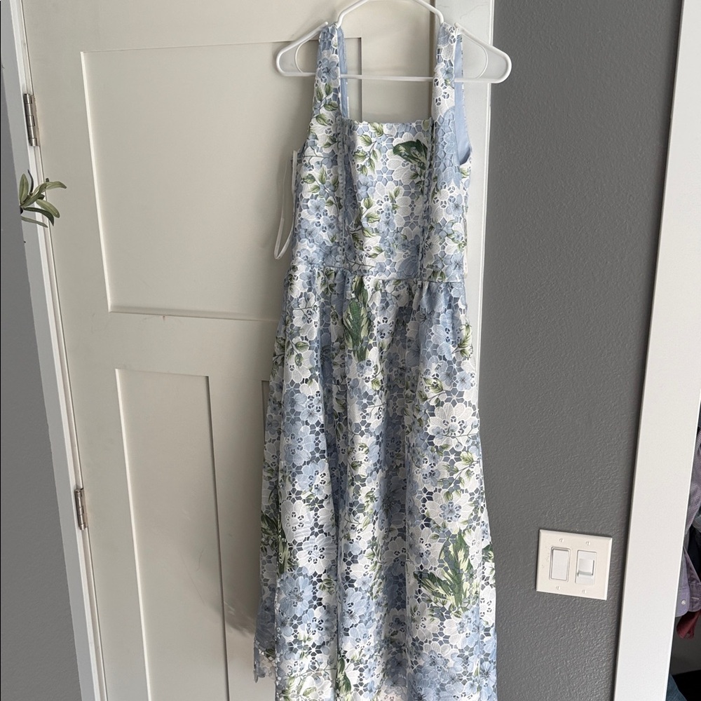 Floral Blue and Green Kids Dress